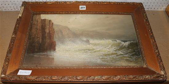 Cliff & stormy seascape oil